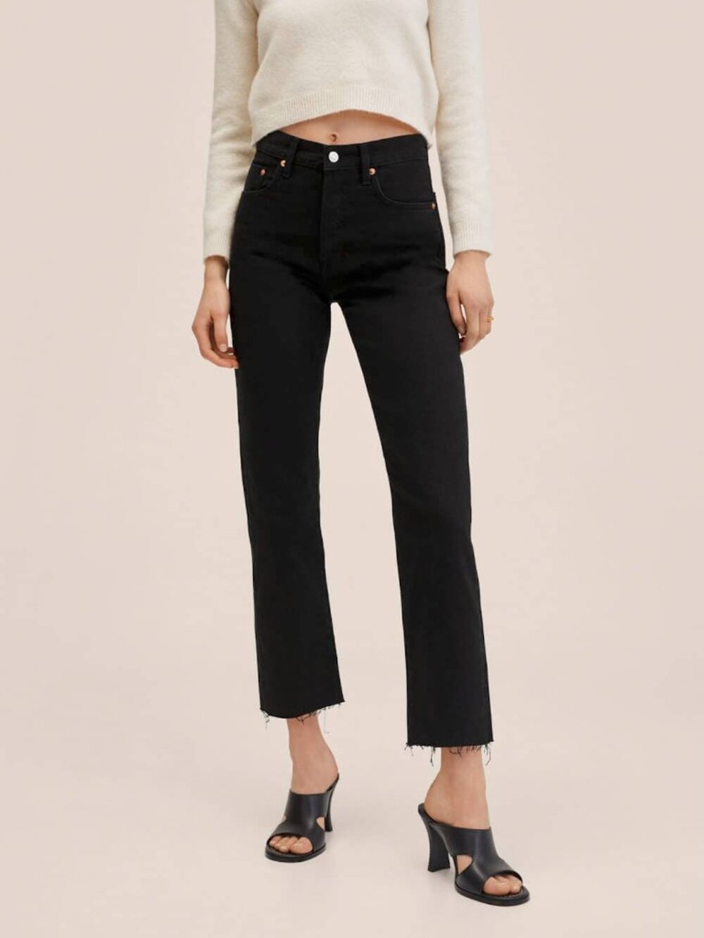 MANGO High-waist Cropped Straight Jeans 2